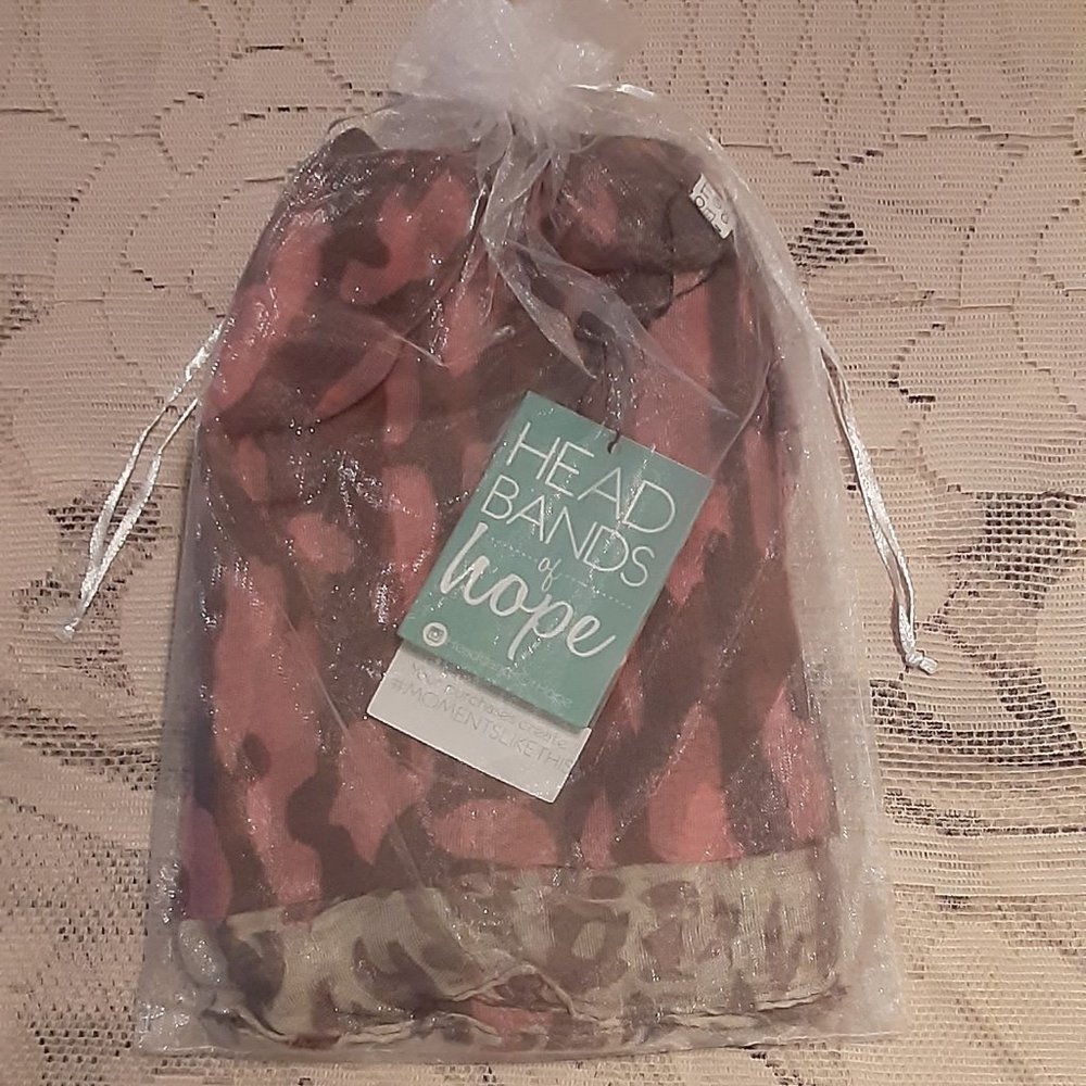 Head Bands of Hope Animal Print Scarf, Pink/Blue/Grey/Cream, Semi Sheer NWT